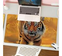 QRFASFZO Tapis de Souris Gaming - 30x80 cm - Tapis de Souris Esports - Ne Glisse jamais - Couverture complète du Bureau - Animaux, Tigres mystérieux et majestueux, regardant des Animaux Dangereux au