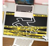 QRFASFZO Tapis de Souris Gaming - 30x80 cm - Tapis de Souris Esports - Ne Glisse jamais - Couverture complète du Bureau - Scène de Meurtre, Contour à la Craie des Victimes et Bandes Jaunes