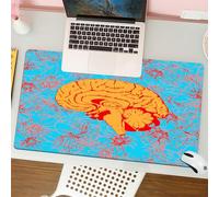 QRFASFZO Tapis de Souris Gaming - 30x80 cm - Tapis de Souris Esports - Ne Glisse jamais - Couverture complète du Bureau - Symphonie cérébrale et Son réseau neuronal, Fond Rouge et Bleu