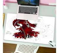 QRFASFZO Tapis de Souris Gaming - 30x80 cm - Tapis de Souris Esports - Ne Glisse jamais - Couverture complète du Bureau - Vêtu d'une Robe Rouge en Lambeaux, agitant Une Faucille, émettant Une Aura me