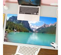 QRFASFZO Tapis de Souris Gaming - 30x80 cm - Tapis de Souris Esports - Ne Glisse jamais - Couverture complète du Bureau - Décor du lac, Panorama des Montagnes et du lac Louise dans Le Parc National B