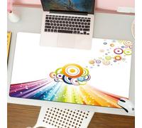 QRFASFZO Tapis de Souris Gaming - 30x80 cm - Tapis de Souris Esports - Ne Glisse jamais - Couverture complète du Bureau - Motif Vintage Arc-en-Ciel, Rayures colorées, Vagues et Cercles en œil de bœuf