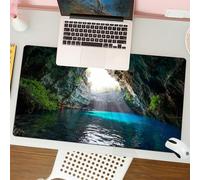 QRFASFZO Tapis de Souris Gaming - 30x80 cm - Tapis de Souris Esports - Ne Glisse jamais - Couverture complète du Bureau - Grotte, célèbre lac Melissani sur l'île de Céphalonie en Grèce Grotte méditer