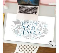 QRFASFZO Tapis de Souris Gaming - 30x80 cm - Tapis de Souris Esports - Ne Glisse jamais - Couverture complète du Bureau - Nautique, Laissez la mer Vous Offrir Une Belle Citation