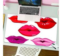 QRFASFZO Tapis de Souris Gaming - 30x80 cm - Tapis de Souris Esports - Ne Glisse jamais - Couverture complète du Bureau - Embrasser, Femme Sexy lèvres en Forme de cœur embrassant Femme Amour Aller