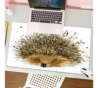 QRFASFZO Tapis de Souris Gaming - 30x80 cm - Tapis de Souris Esports - Ne Glisse jamais - Couverture complète du Bureau - T-Shirt Graphique hérisson Illustration hérisson avec Fond texturé Aquarelle