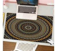 QRFASFZO Tapis de Souris Gaming - 30x80 cm - Tapis de Souris Esports - Ne Glisse jamais - Couverture complète du Bureau - Mandala doré, Motif décoratif Indien Symbole de l'univers en équilibre Décora