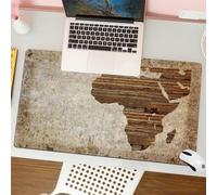 QRFASFZO Tapis de Souris Gaming - 30x80 cm - Tapis de Souris Esports - Ne Glisse jamais - Couverture complète du Bureau - Continent Africain, Texture de l'Afrique - Bois et béton, Culture et Tourisme