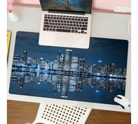 QRFASFZO Tapis de Souris Gaming - 30x80 cm - Tapis de Souris Esports - Ne Glisse jamais - Couverture complète du Bureau - Vue sur Les toits de Chicago, Gratte-ciels Nocturnes, Ville endormie