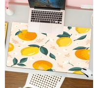 QRFASFZO Tapis de Souris Gaming - 30x80 cm - Tapis de Souris Esports - Ne Glisse jamais - Couverture complète du Bureau - Motif vectoriel Estival avec Citrons, Oranges, Fleurs et Feuilles. Texture Ho