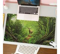 QRFASFZO Tapis de Souris Gaming - 30x80 cm - Tapis de Souris Esports - Ne Glisse jamais - Couverture complète du Bureau - L'illustration de la forêt a été créée à l'aide de Peinture à l'huile et de t