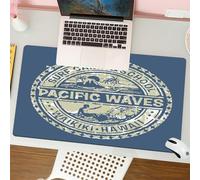 QRFASFZO Tapis de Souris Gaming - 30x80 cm - Tapis de Souris Esports - Ne Glisse jamais - Couverture complète du Bureau - Badge Hawaii Surfing Adventure, Marque « Pacific Ocean Waves » du Hawai Surf