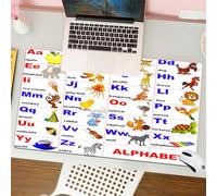 QRFASFZO Tapis de Souris Gaming - 30x80 cm - Tapis de Souris Esports - Ne Glisse jamais - Couverture complète du Bureau - Éducatif, Animaux placés sur Une Lettre de l'alphabet Tableau des Enseignants