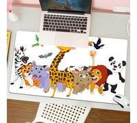QRFASFZO Tapis de Souris Gaming - 30x80 cm - Tapis de Souris Esports - Ne Glisse jamais - Couverture complète du Bureau - Dessin animé, Une série de rassemblements d'animaux Sauvages colorés, girafes