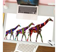 QRFASFZO Tapis de Souris Gaming - 30x80 cm - Tapis de Souris Esports - Ne Glisse jamais - Couverture complète du Bureau - Zoo, girafes africaines dans Un Environnement Oriental rétro de Style ethniqu