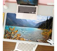 QRFASFZO Tapis de Souris Gaming - 30x80 cm - Tapis de Souris Esports - Ne Glisse jamais - Couverture complète du Bureau - Paysage, Lac Louise, Parc National Banff, Canada, Montagnes, Plantes d'automn