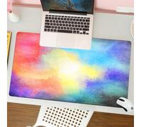 QRFASFZO Tapis de Souris Gaming - 30x80 cm - Tapis de Souris Esports - Ne Glisse jamais - Couverture complète du Bureau - Art, mélange Vif de Couleurs Arc-en-Ciel et de Points Scintillants, créant Un