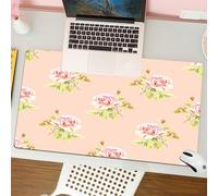 QRFASFZO Tapis de Souris Gaming - 30x80 cm - Tapis de Souris Esports - Ne Glisse jamais - Couverture complète du Bureau - Décorations de Roses, Motif Floral sans Fin avec des Fleurs pâles