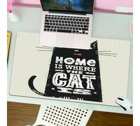 QRFASFZO Tapis de Souris Gaming - 30x80 cm - Tapis de Souris Esports - Ne Glisse jamais - Couverture complète du Bureau - Mots drôles, Figure de Chat Noir avec Une Langue dans la Joue