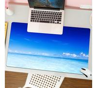 QRFASFZO Tapis de Souris Gaming - 30x80 cm - Tapis de Souris Esports - Ne Glisse jamais - Couverture complète du Bureau - Ocean Vista, Un Immense océan Bleu Rencontre Le Ciel, des Nuages Doux ajouten