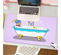 QRFASFZO Tapis de Souris Gaming - 30x80 cm - Tapis de Souris Esports - Ne Glisse jamais - Couverture complète du Bureau - Dessin animé, Un Super-héros se Relaxant dans Un Bain moussant avec Un Petit