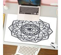QRFASFZO Tapis de Souris Gaming - 30x80 cm - Tapis de Souris Esports - Ne Glisse jamais - Couverture complète du Bureau - Occulte, œil ornemental Abstrait avec Forme de Mandala Ethnique, énergie de l