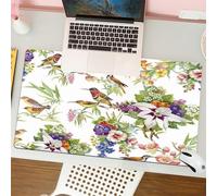 QRFASFZO Tapis de Souris Gaming - 30x80 cm - Tapis de Souris Esports - Ne Glisse jamais - Couverture complète du Bureau - Illustration vectorielle d'un Motif Floral harmonieux avec Un Oiseau printani