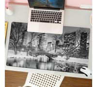 QRFASFZO Tapis de Souris Gaming - 30x80 cm - Tapis de Souris Esports - Ne Glisse jamais - Couverture complète du Bureau - Pont de Gapstow en Hiver Central Park New York City en Noir et Blanc (1)