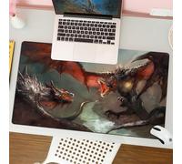 QRFASFZO Tapis de Souris Gaming - 30x80 cm - Tapis de Souris Esports - Ne Glisse jamais - Couverture complète du Bureau - Duel de Dragon, Rencontre Dramatique Entre Deux bêtes ailées Rouges, Une conf