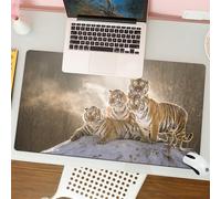 QRFASFZO Tapis de Souris Gaming - 30x80 cm - Tapis de Souris Esports - Ne Glisse jamais - Couverture complète du Bureau - des troupeaux de Tigres de Sibérie sur des rochers enneigés, Le Tigre majestu