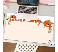 QRFASFZO Tapis de Souris Gaming - 30x80 cm - Tapis de Souris Esports - Ne Glisse jamais - Couverture complète du Bureau - Quatre Chatons tigrés Orange avec des Rayures Uniques et des Yeux innocents,