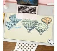 QRFASFZO Tapis de Souris Gaming - 30x80 cm - Tapis de Souris Esports - Ne Glisse jamais - Couverture complète du Bureau - des montgolfières Vintage aux Tons Doux volent dans Le Ciel Air High Tourism