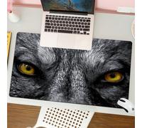 QRFASFZO Tapis de Souris Gaming - 30x80 cm - Tapis de Souris Esports - Ne Glisse jamais - Couverture complète du Bureau - Œil, Yeux de mammifère Dangereux du Loup Sauvage Prédateur agressif