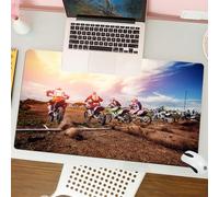 QRFASFZO Tapis de Souris Gaming - 30x80 cm - Tapis de Souris Esports - Ne Glisse jamais - Couverture complète du Bureau - Un Coureur à Moto participe au Motocross et se prépare pour Le départ Contre
