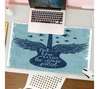 QRFASFZO Tapis de Souris Gaming - 30x80 cm - Tapis de Souris Esports - Ne Glisse jamais - Couverture complète du Bureau - Musique, Laissez la Musique Piloter Votre Citation Guitare électrique ailée