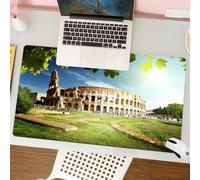 QRFASFZO Tapis de Souris Gaming - 30x80 cm - Tapis de Souris Esports - Ne Glisse jamais - Couverture complète du Bureau - Ville, Colisée, Une Merveille Antique baignée de Soleil, entourée d'environne