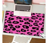 QRFASFZO Tapis de Souris Gaming - 30x80 cm - Tapis de Souris Esports - Ne Glisse jamais - Couverture complète du Bureau - Motif Peau d'animal léopard Rose Vif dans Un Style Abstrait thème Safari sauv