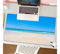 QRFASFZO Tapis de Souris Gaming - 30x80 cm - Tapis de Souris Esports - Ne Glisse jamais - Couverture complète du Bureau - Océan, Plage paradisiaque de Sable doré, mer et Ciel ensoleillé, Paysage dans