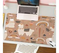 QRFASFZO Tapis de Souris Gaming - 30x80 cm - Tapis de Souris Esports - Ne Glisse jamais - Couverture complète du Bureau - Cougar Mignon, Cactus et Arc-en-Ciel de Style bohème, Conception d'arrière-pl