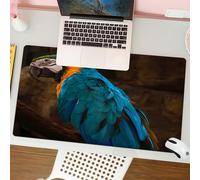 QRFASFZO Tapis de Souris Gaming - 30x80 cm - Tapis de Souris Esports - Ne Glisse jamais - Couverture complète du Bureau - Perroquet, Un Ara Bleu avec des Plumes Bleues accrocheuses, Une tête Verte et