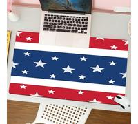QRFASFZO Tapis de Souris Gaming - 30x80 cm - Tapis de Souris Esports - Ne Glisse jamais - Couverture complète du Bureau - Version Image d'une tuile Patriotique sans Couture avec des étoiles Blanches