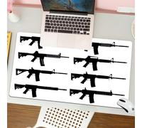 QRFASFZO Tapis de Souris Gaming - 30x80 cm - Tapis de Souris Esports - Ne Glisse jamais - Couverture complète du Bureau - Noir et Blanc, Huit Silhouettes d'armes différentes montrent Divers modèles s