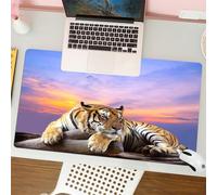 QRFASFZO Tapis de Souris Gaming - 30x80 cm - Tapis de Souris Esports - Ne Glisse jamais - Couverture complète du Bureau - Tigre majestueux avec de Magnifiques Doubles Portraits, Tigre dans l'art, tig