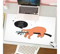 QRFASFZO Tapis de Souris Gaming - 30x80 cm - Tapis de Souris Esports - Ne Glisse jamais - Couverture complète du Bureau - Un Paresseux Australien supplie « J'Ai Besoin d'un café », Une Adorable Image