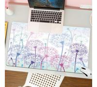 QRFASFZO Tapis de Souris Gaming - 30x80 cm - Tapis de Souris Esports - Ne Glisse jamais - Couverture complète du Bureau - Un éventail de pissenlits de rêve, des pissenlits colorés sur Fond Blanc, dég