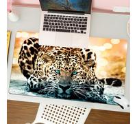 QRFASFZO Tapis de Souris Gaming - 30x80 cm - Tapis de Souris Esports - Ne Glisse jamais - Couverture complète du Bureau - Animaux, Portraits de léopards, Regards fascinants et Peaux aux Motifs Unique