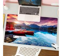 QRFASFZO Tapis de Souris Gaming - 30x80 cm - Tapis de Souris Esports - Ne Glisse jamais - Couverture complète du Bureau - Lac, Montagne paisible avec Ciel majestueux et Montagnes en