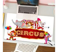 QRFASFZO Tapis de Souris Gaming - 30x80 cm - Tapis de Souris Esports - Ne Glisse jamais - Couverture complète du Bureau - Décoration de Cirque, Clowns et Animaux Devant des tentes rayées, Vous Invite
