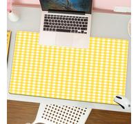QRFASFZO Tapis de Souris Gaming - 30x80 cm - Tapis de Souris Esports - Ne Glisse jamais - Couverture complète du Bureau - Carré, Grille Classique Jaune et Blanche, Un Motif répétitif