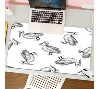 QRFASFZO Tapis de Souris Gaming - 30x80 cm - Tapis de Souris Esports - Ne Glisse jamais - Couverture complète du Bureau - Motif pélican Artistique, Une série de pélicans complexes dessinés à l'encre
